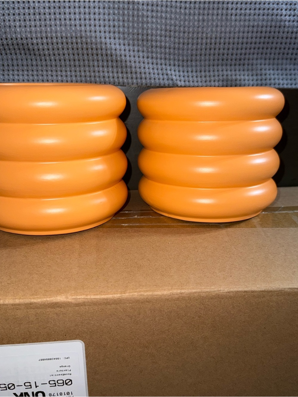 Room Essentials Orange Ribbed Ceramic Vases - Set of 2